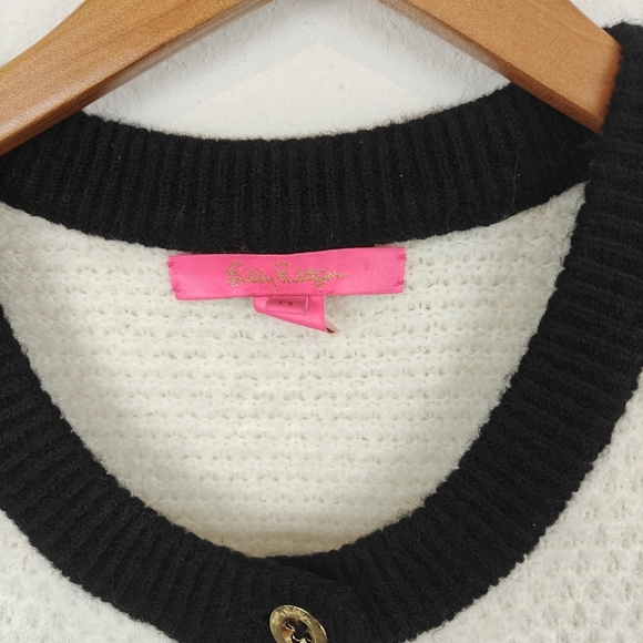 Lilly Pulitzer *Flawed* Davison Button Up Sweater Black,Cream Size Medium - Picture 8 of 16